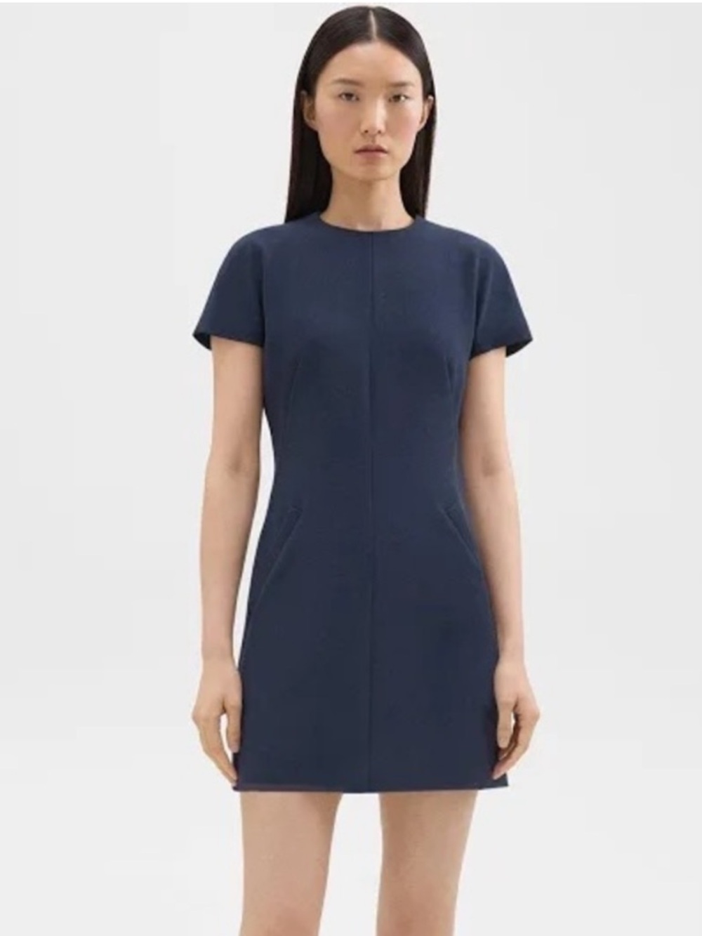 Theory Dolman Sleeve Mini Dress in Admiral Crepe [navy blue, size 12]